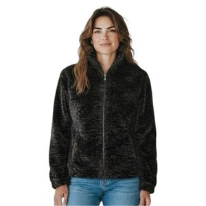 Chico’s Crushed Velvet Silk Lining Black and Brown Jacket